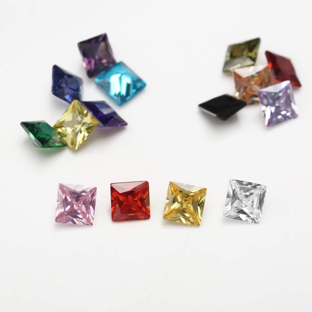 Square Princess Cut Shape Cubic Zirconia Synthetic Gemstone Mix 15 Colors 5A Loose CZ Stone for Jewelry Making