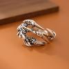 New Retro Creative Dragon Claw 925 Sterling Silver Fashion Personality Dark Trend Cool Animal Opening Rings R354