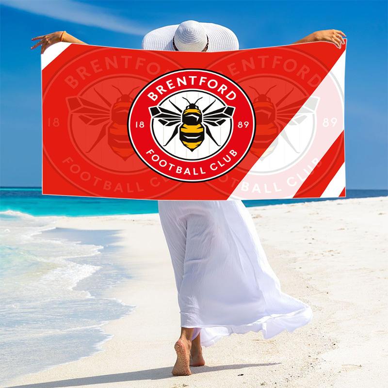 Brentford FC Print Beach Towel, Large Soft Quick Dry Towel for Beach Camping Swimming