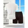 Set Sportivo Estivo da Uomo Traspirante a Manica Corta con Pantaloncini Leggero Comodo Stile Sportivo Prodotto in Cina