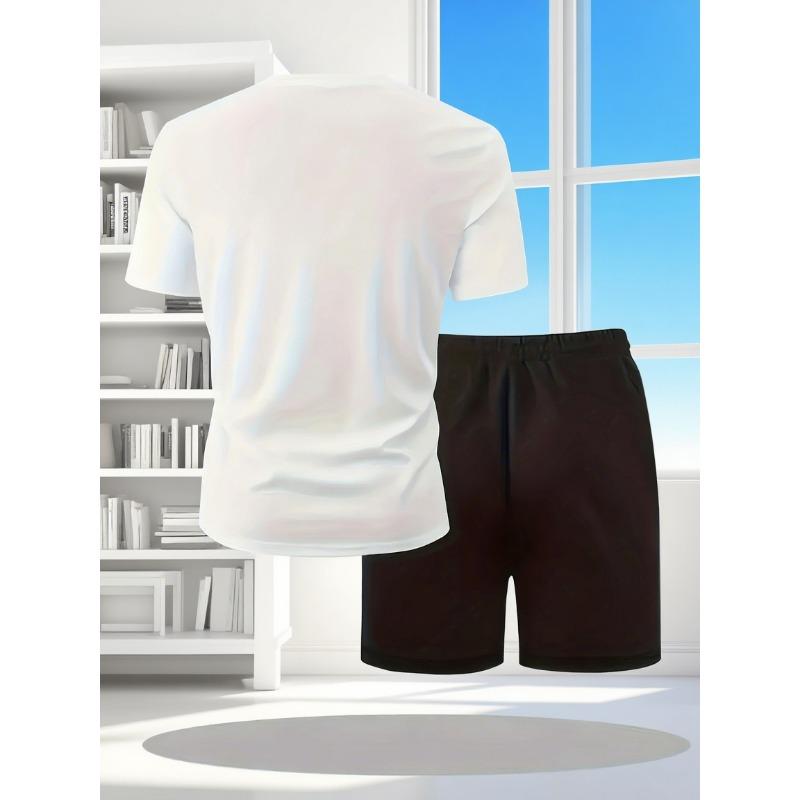 Set Sportivo Estivo da Uomo Traspirante a Manica Corta con Pantaloncini Leggero Comodo Stile Sportivo Prodotto in Cina