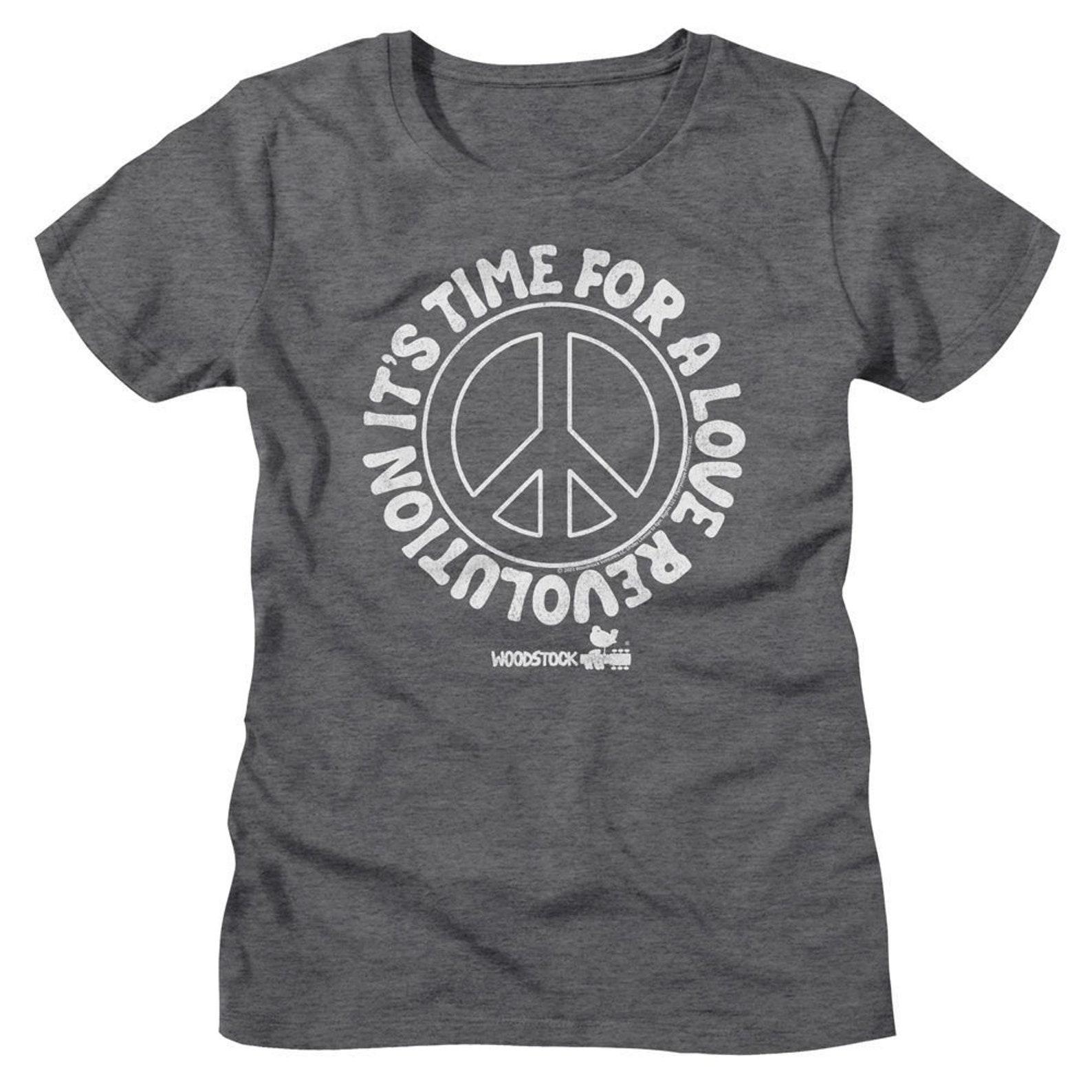 Woodstock Love Revolution Peace Sign Deep Heather Women s T-Shirt 3XL