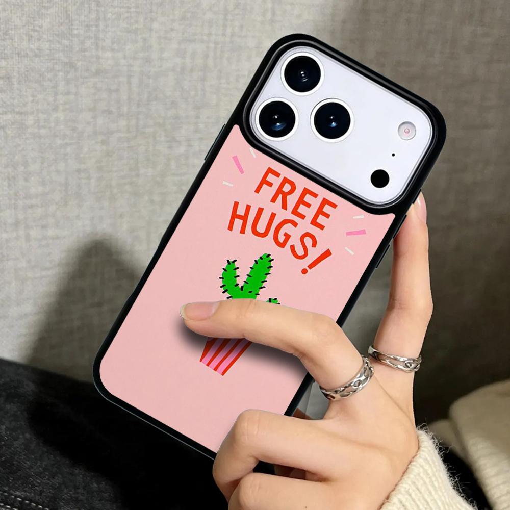 Hülle Case für iPhone 17 Air 16 Pro Max 15 Plus 11 13 Mini 14 12 Rückseite Handyhülle Umarmung Kaktus Sommer