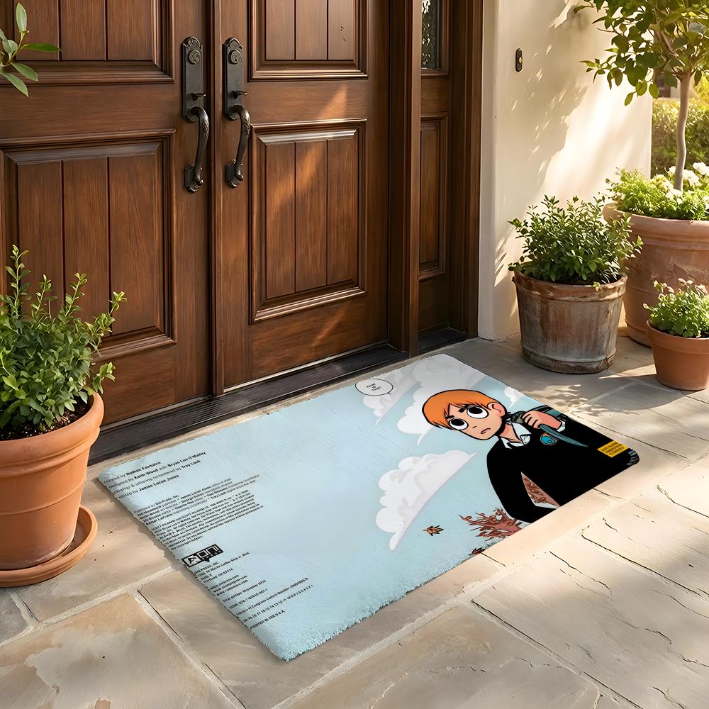 Floor Mat Soft Flannel Rug Non-Slip Absorbent Mat for Bathroom Bedroom Home Decor S-Scott Pilgrim VS the World