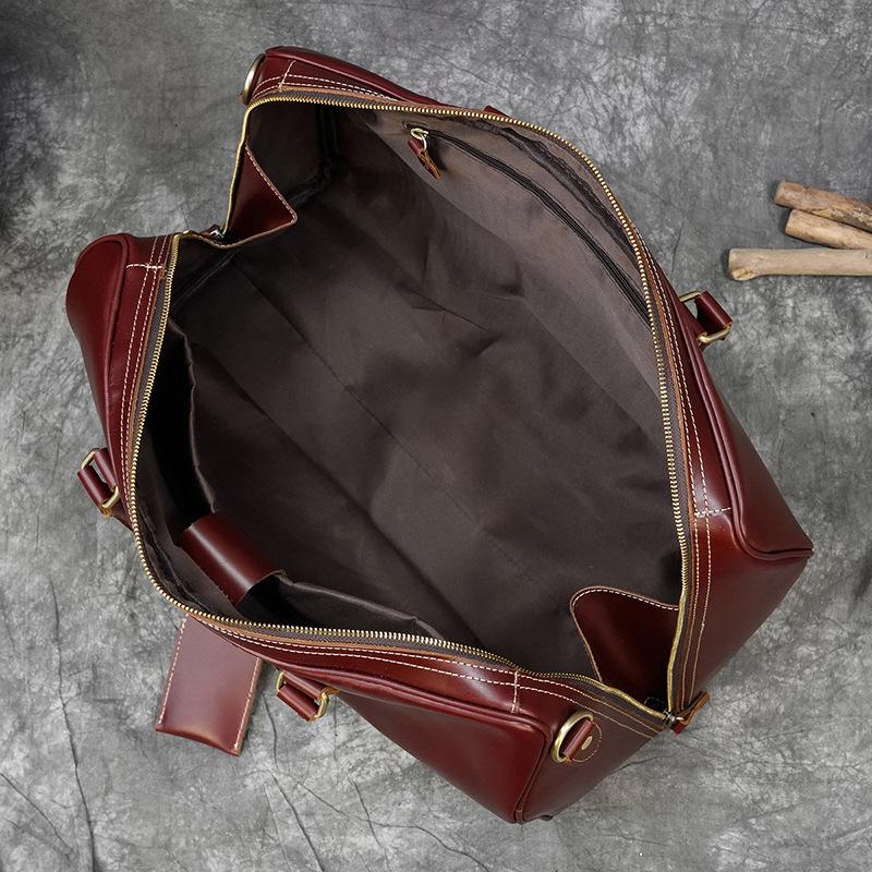 Large-Capacity Men'S Leather Handbag, One-Shoulder Oblique Span Bag, Cowhide 20-Inch Luggage Bag, Outdoor Sports Fitness Bag, Men'S