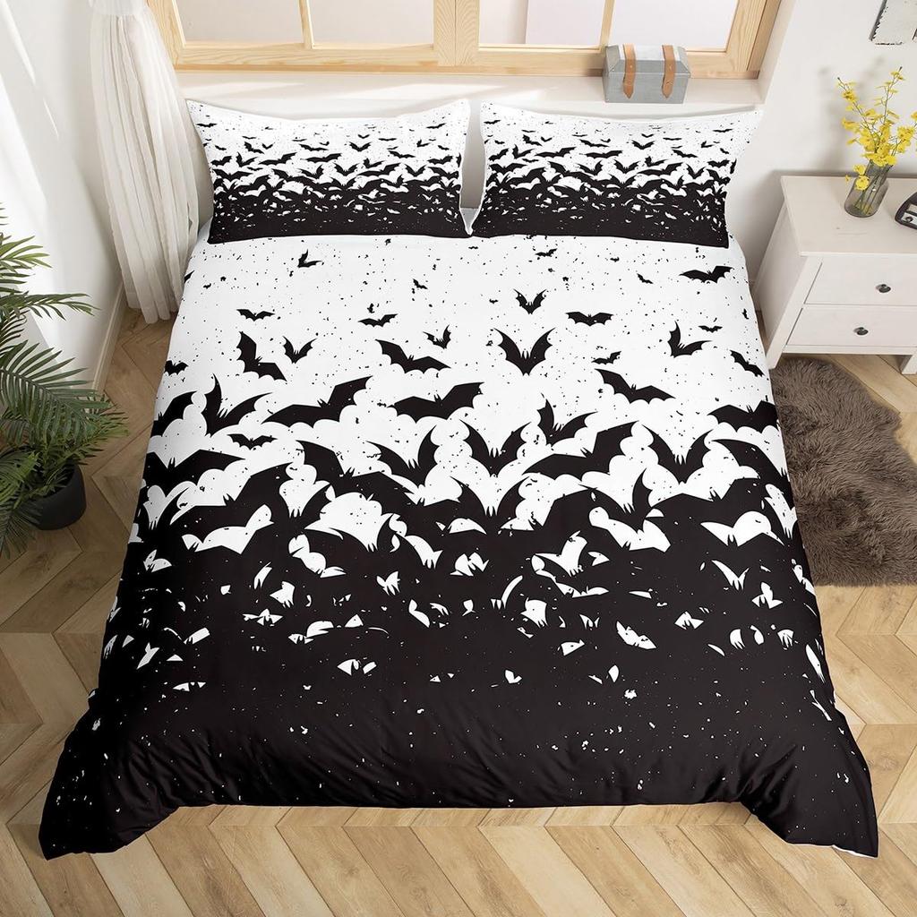 Bat Duvet Cover Set Gothic Style Wild Animal Comforter Cover for Kids Boys Girls Teens Bedroom Decor Full Queen King Bedding Set