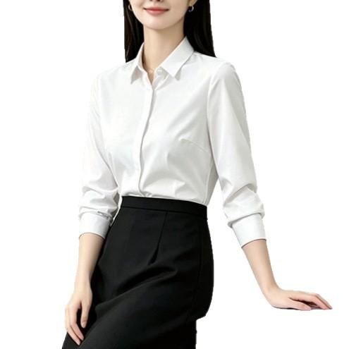 Shirt Women's Long Sleeve Occupational Commuter Interview Non-ironing Women's Shirt Work Clothing Wholesale Embroidery Logo Professional Clothing