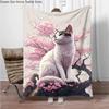 Cats Cherry Blossom Flannel Blanket Children Warm Soft Blanket for Sofa Bed Cover Blanket Suitable for Birthday Souvenir Gifts
