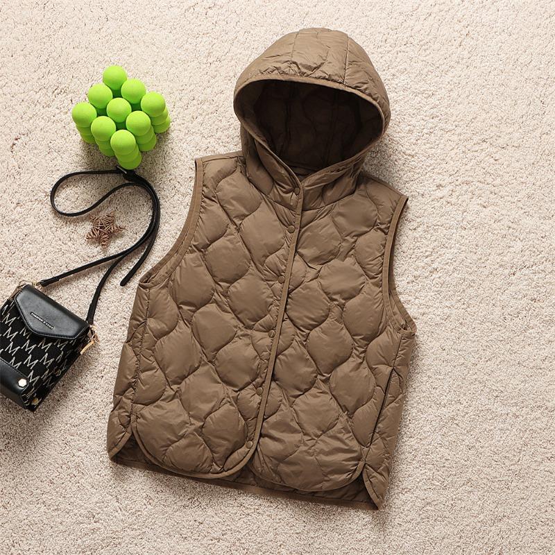 Arrivals Women Fashion Ultralight Thin Hooded Down Jackets Spring Winter Female Korean Slim Fit Sleeveless Puffer Coat