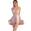 Sexy Perspective Suspender Slit Skirt Halter Pure Desire with Chest Pad Lace Suspender Woman