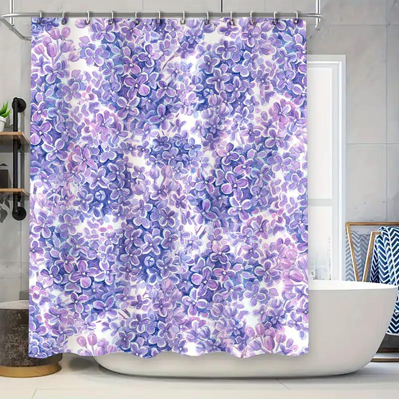 

Purple Floral Shower Curtain Waterproof Bath Decorations Printed Decoration Modern Home Bathroom Linen Shower Curtains Set For B W60H190(CM)-1 Pcs