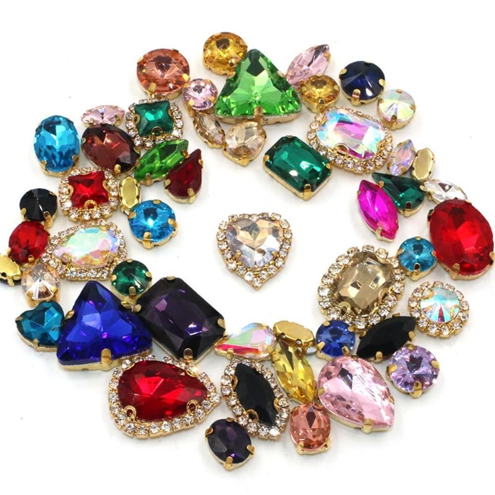50pcs Set Shining Multicolor Water Drop Rhinestone DIY Craft Mixed Claw Drill Buckle Crystal Buckle Wedding Dresses