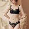 European and American Thin Sponge-free Transparent Large Chest Small Lace Bra Women's Sexy Underwear Bra Set