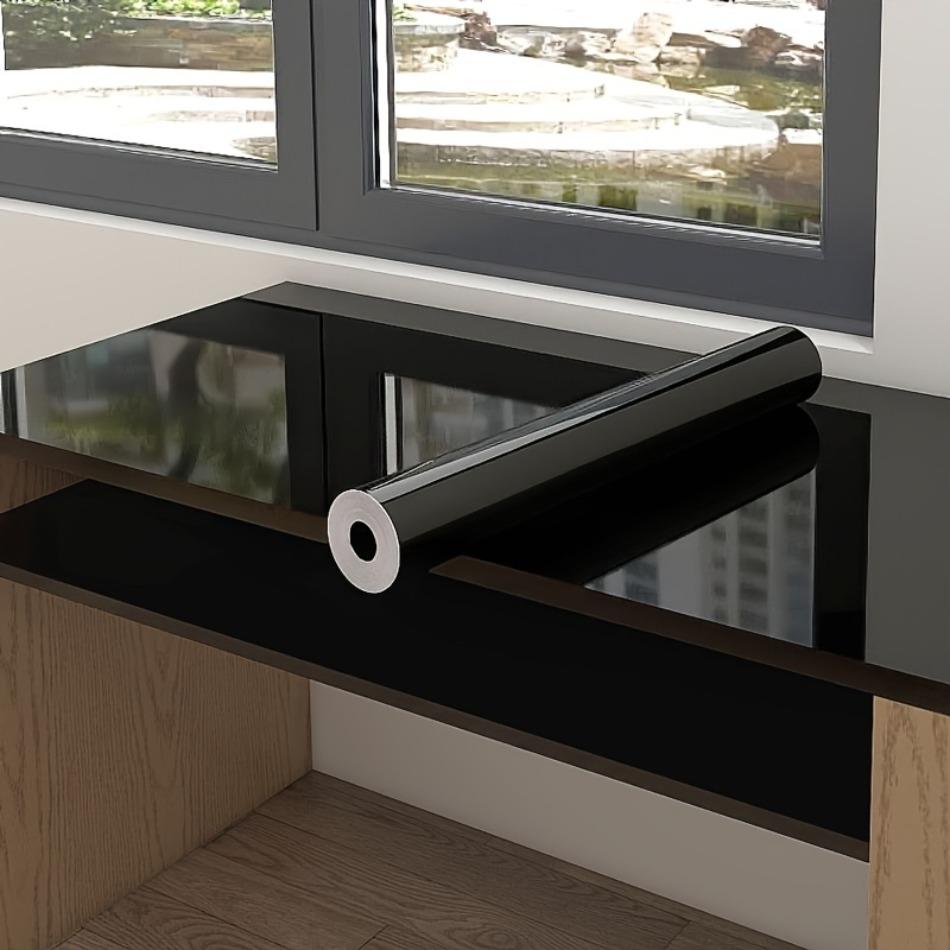 Selbstklebende Vinyltapete Hochglanz Schwarz Küchenschrank Herd Wasserdicht Ölbeständig Peel-and-Stick Aufkleber Badezimmer