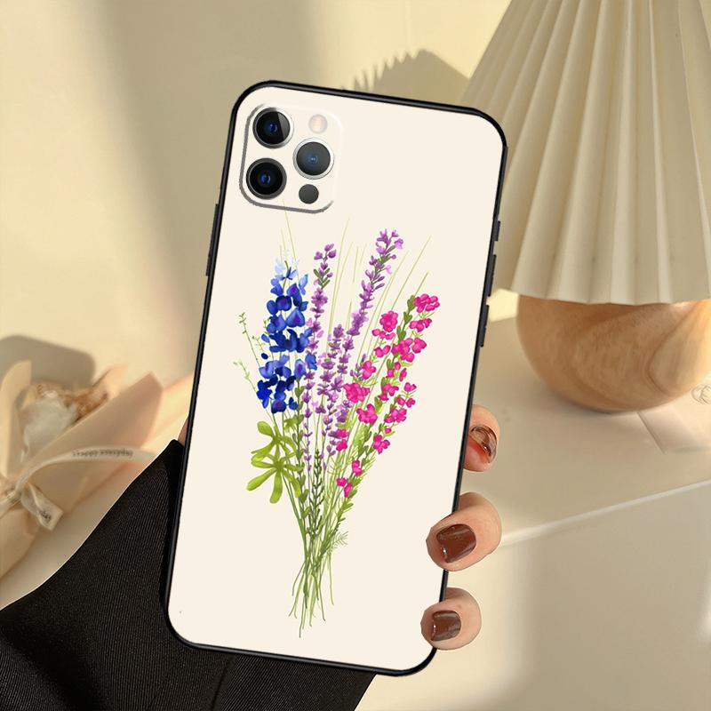 Lavender Purple Flowers Case For iPhone 11 12 13 14 15 16 Pro Max Cover For iPhone 13 12 Mini XR X XS Max Plus