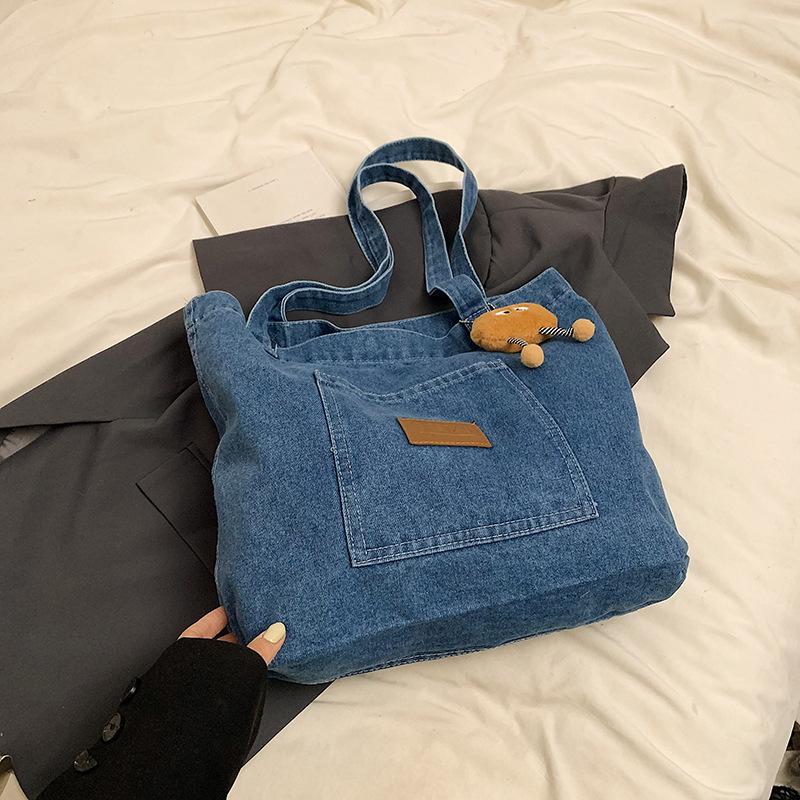 Cowboy Canvas Shoulder Bag for Women, Large Capacity Niche Artistic Tote Bags, Japanese and Korean Casual Versatile Handbag