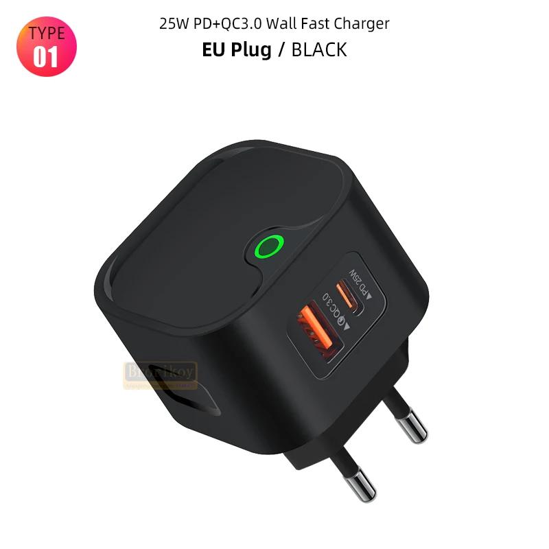 USB C Nabíjecí Zástrčka 25W PD USB Typ C Rychlá Nabíječka Rychlá Nabíječka Telefonu Nástěnný Adaptér Pro iPhone 15 14 13 Pro Xiaomi Samsung