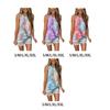 Women Tie Dyed Printed Twisted Hem Crew Neck Sleeveless Tank Top