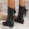 Plus Size Shoes for Women 35-43 Autumn Spring Fashion Women Lace Up Platform Wedges Comfortable Non-slip Mid-calf Boots
