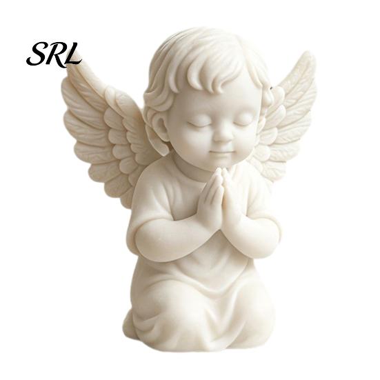 Cherub Desktop Statue 3D Printed Kneeling Angel Figurine, Praying Statue, Wings Bedroom Decor Sculpture for Home Office Indoor Outdoor Garden Detailed белый