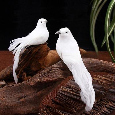 12Pcs Simulated Feather Bird And White Dove Ornament, Christmas Gardening Decoration Artifact, Home Decoration Romantic Atmosphere
