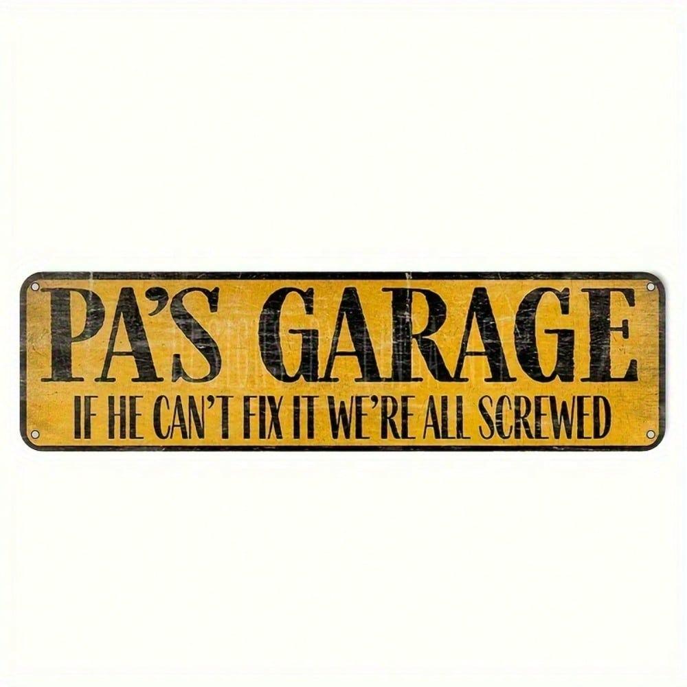 1pc PA's Garage Retro Metal Wall Sign, Vintage Waterproof Iron Plaque for Home Bar Man Cave Garage Decor, Father's Day Gift