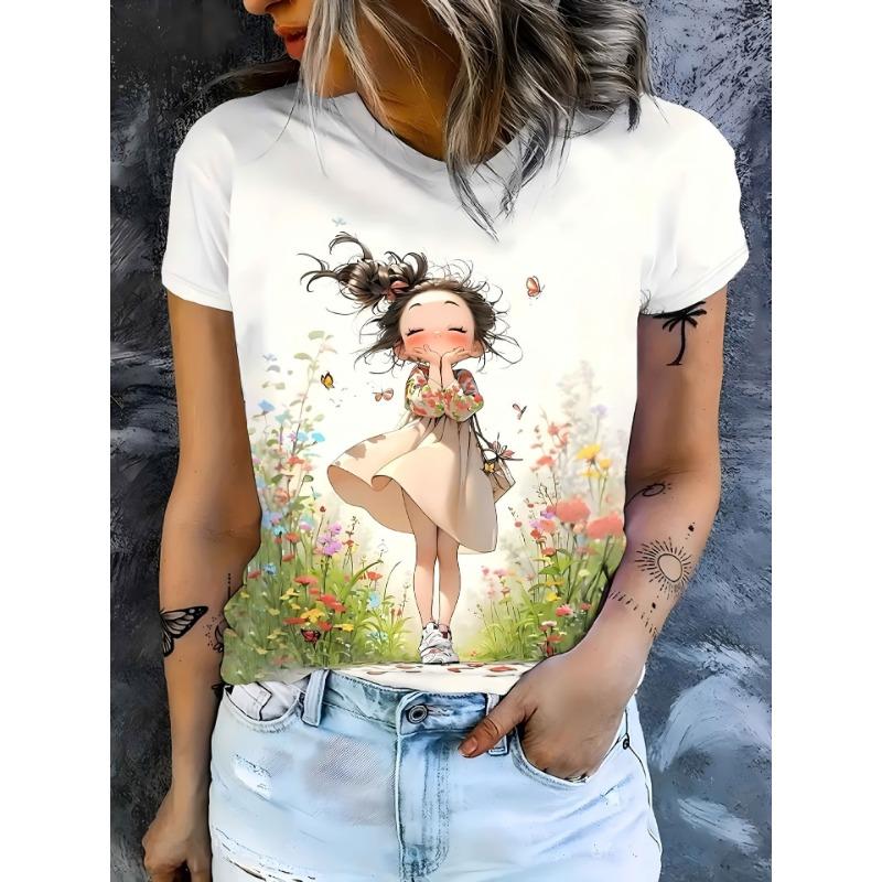 Ladies' T-shirt 3D Printing Fashion Women's Short Sleeve Round Neck Casual Comfortable Top