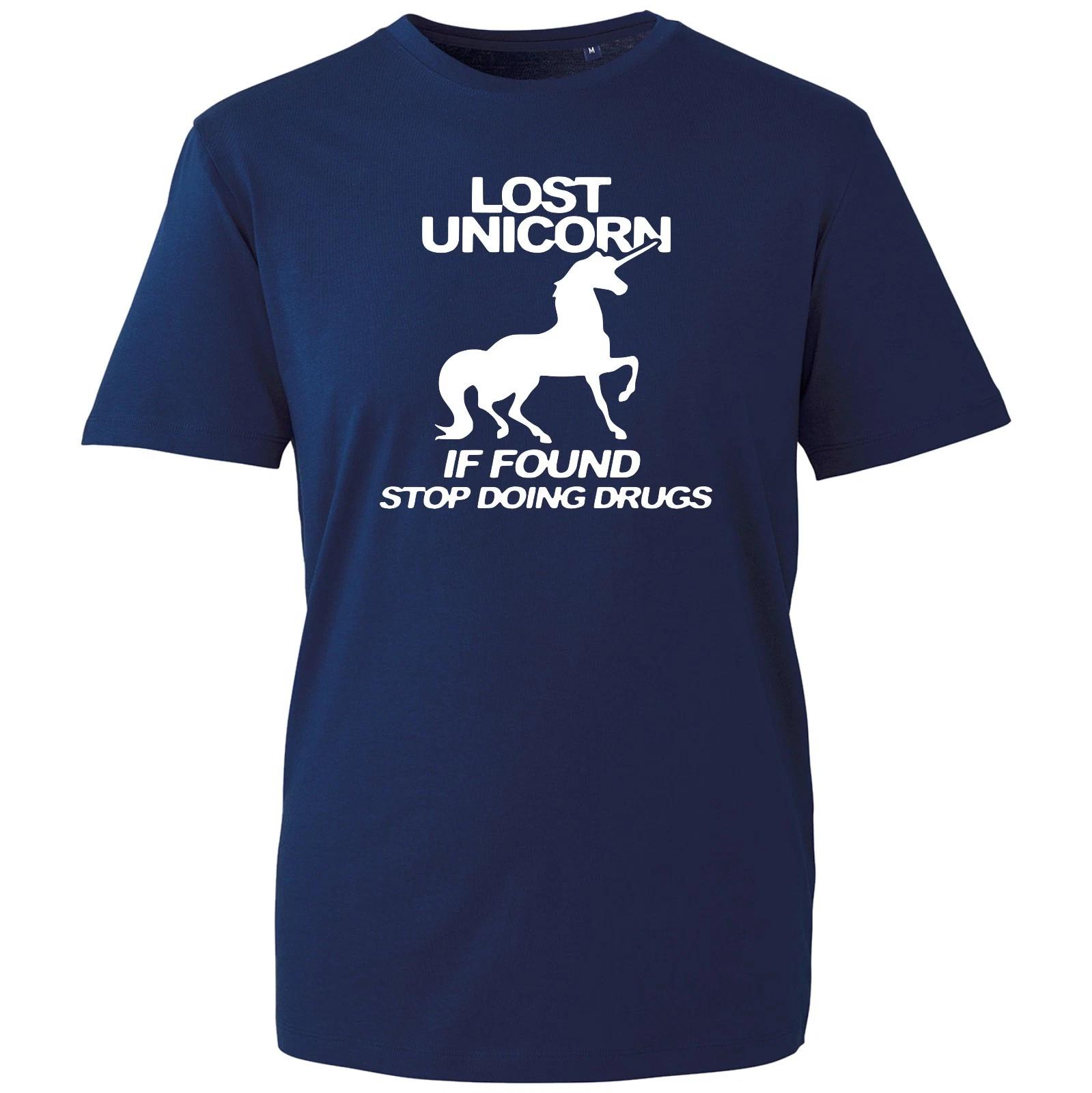 

Lost Unicorn If Found Stop Doing Drugs Funny Humor Fantasy Joke Mens T-Shirt 4XL