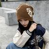 Ear Protection Floral Slouchy Beanie Windproof Fall Winter Cold Hat Jacquard Knit Hat  Casual