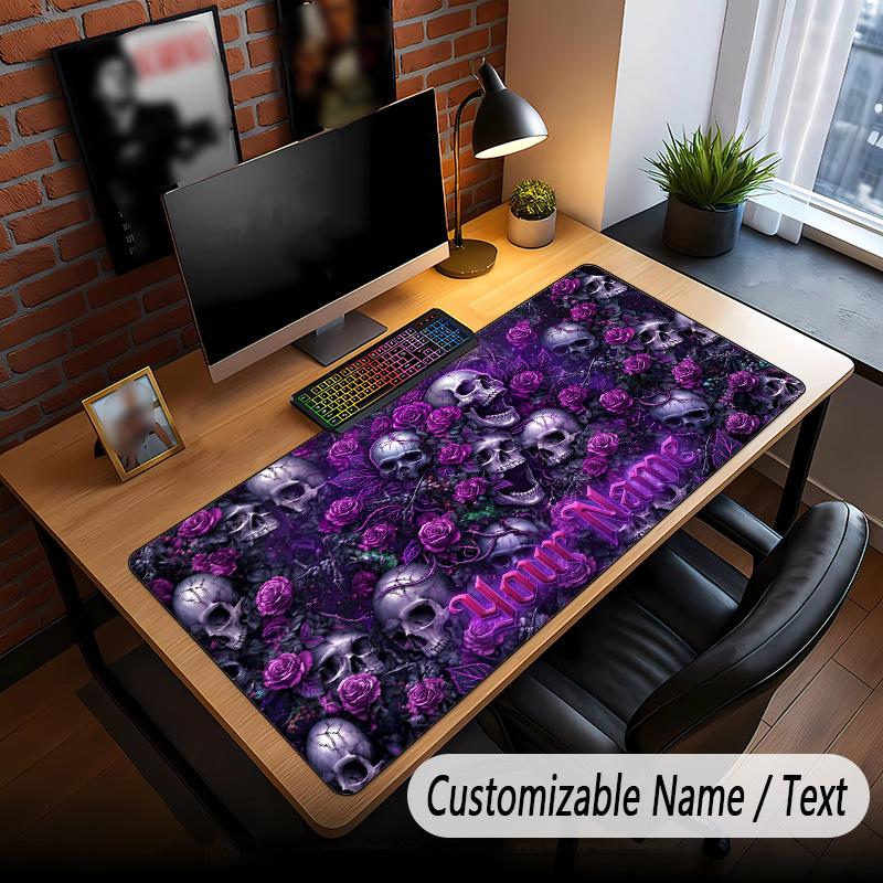 Skull Gothic Theme Custom Mouse Pad Personalized With Name Text Customized Desk Mat For Office Home Decor