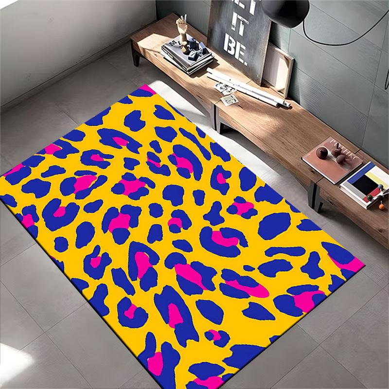 Colorful Leopard Print Carpet suitable as a non-slip mat for the living room or bedroom sofa