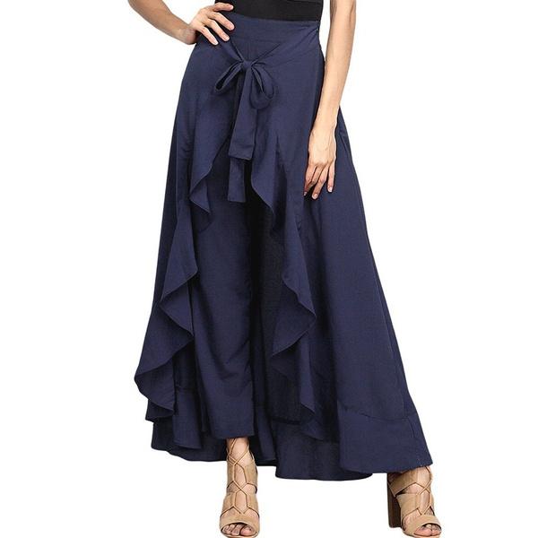 High Waist Pleated Wide Leg Lightweight Retro Breathable Fashion Chiffon Pants Plus Size