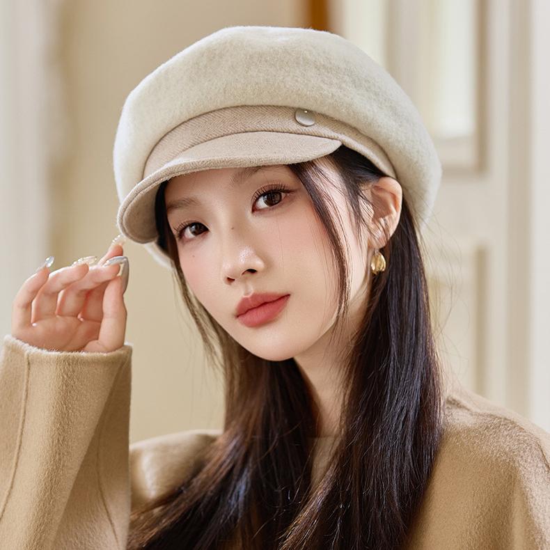 Woolen Warm Beret Women's Autumn and Winter Literary and Retro Thickened Painter Hat