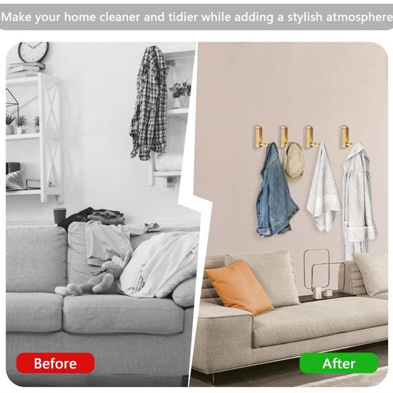 2PCS Folding Coat Hook, Heavy Duty Wall Hooks Made of Zinc Alloy, Foldable Wall Hooks for Hanging Coats, Scarves, Hats, Bathrobes, Keys, Bags(Gold)