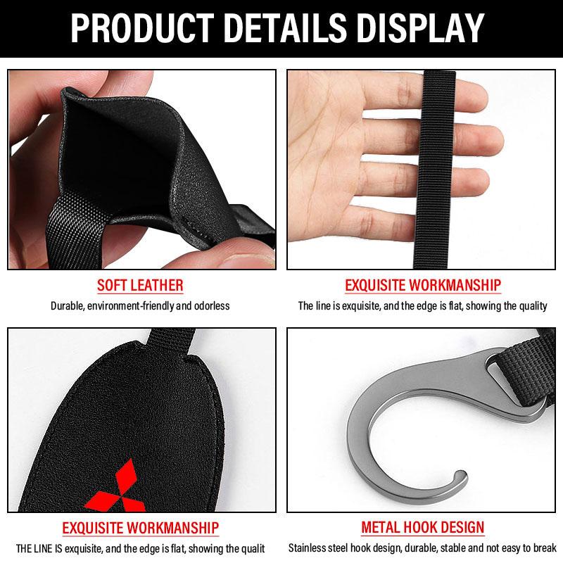 Leather Car Seat Back Hooks Portable Hanging Bag Rack For Mitsubishi ASX Lancer L200 Pajero Sport Attrage Mirage Eclipse