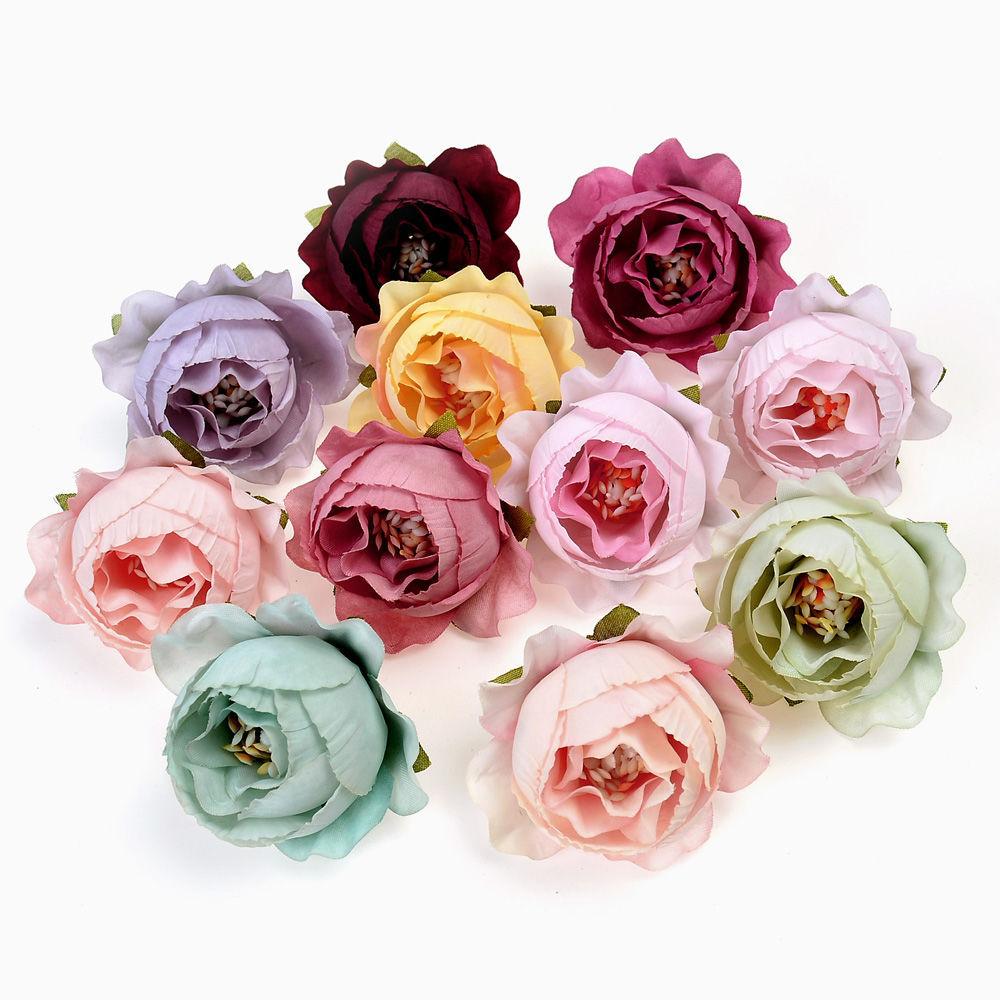 5/10/20PCs Rose Artificial Flowers Head Silk Fake Flowers For Home Decor Christmas Party Wedding Decoration DIY Wreath Accessories