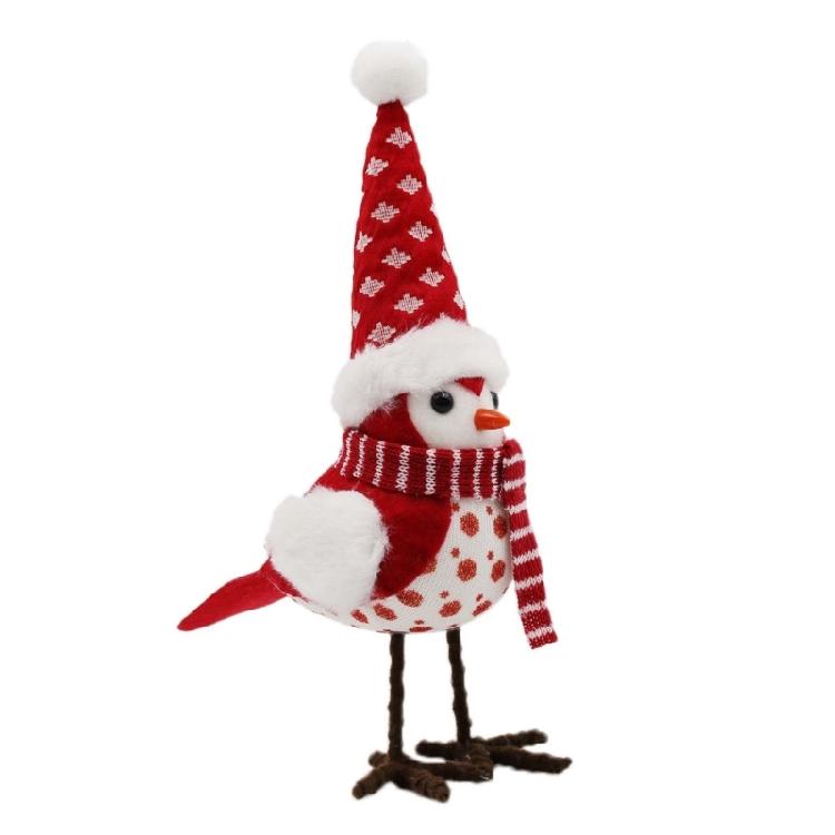 Warm Christmas Bird Decoration Plush Scarf Bird Statue Decorative Bird Figurine For Festival Holiday Setting Accessories