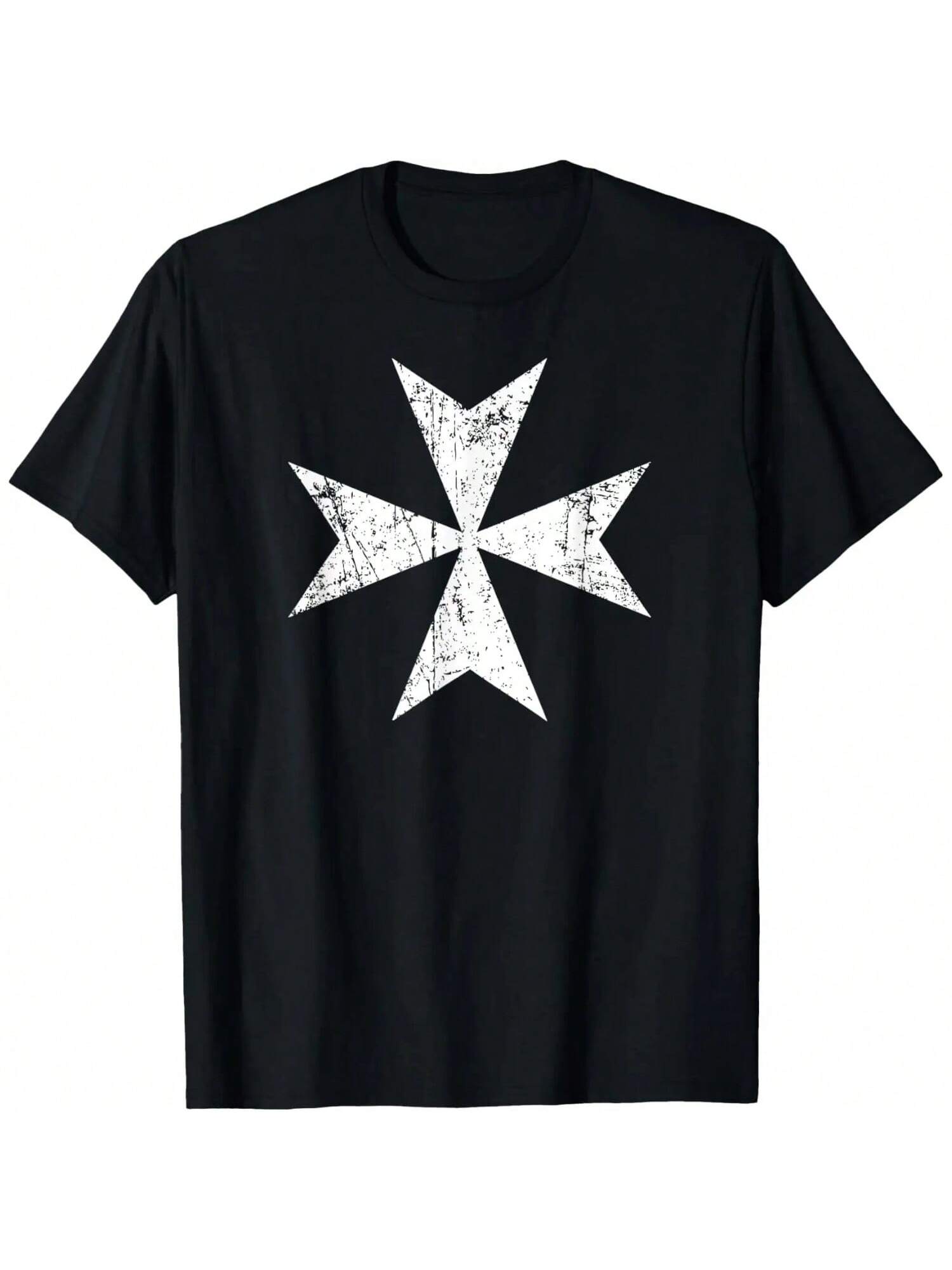 Maltese Cross T-Shirt - Distressed White Print Malta Cross T-Shirt S разноцветный