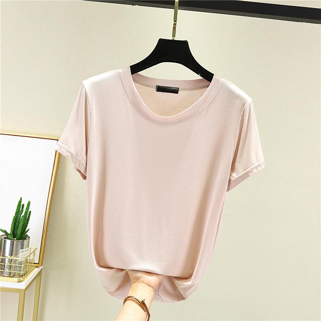 Round Neck Short Sleeved T-shirt For Women's Summer Thin Worn As A Base And Half Sleeved Top Inside