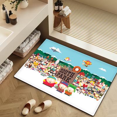 Cartoon S-SOUTH PARK Funny Door Mat Bath Microfiber Decorative Versatile Flannel Floor Mat Quick Dry Absorbent Non-slip Sole