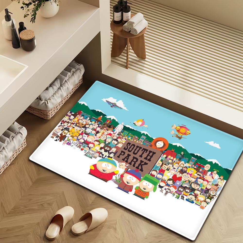 Cartoon S-SOUTH PARK Funny Door Mat Bath Microfiber Decorative Versatile Flannel Floor Mat Quick Dry Absorbent Non-slip Sole