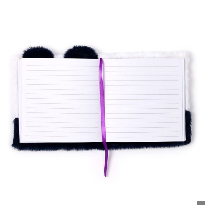 Bloc-notes peluché - puckator - panda - couverture rigide - mixte - blanc/bleu