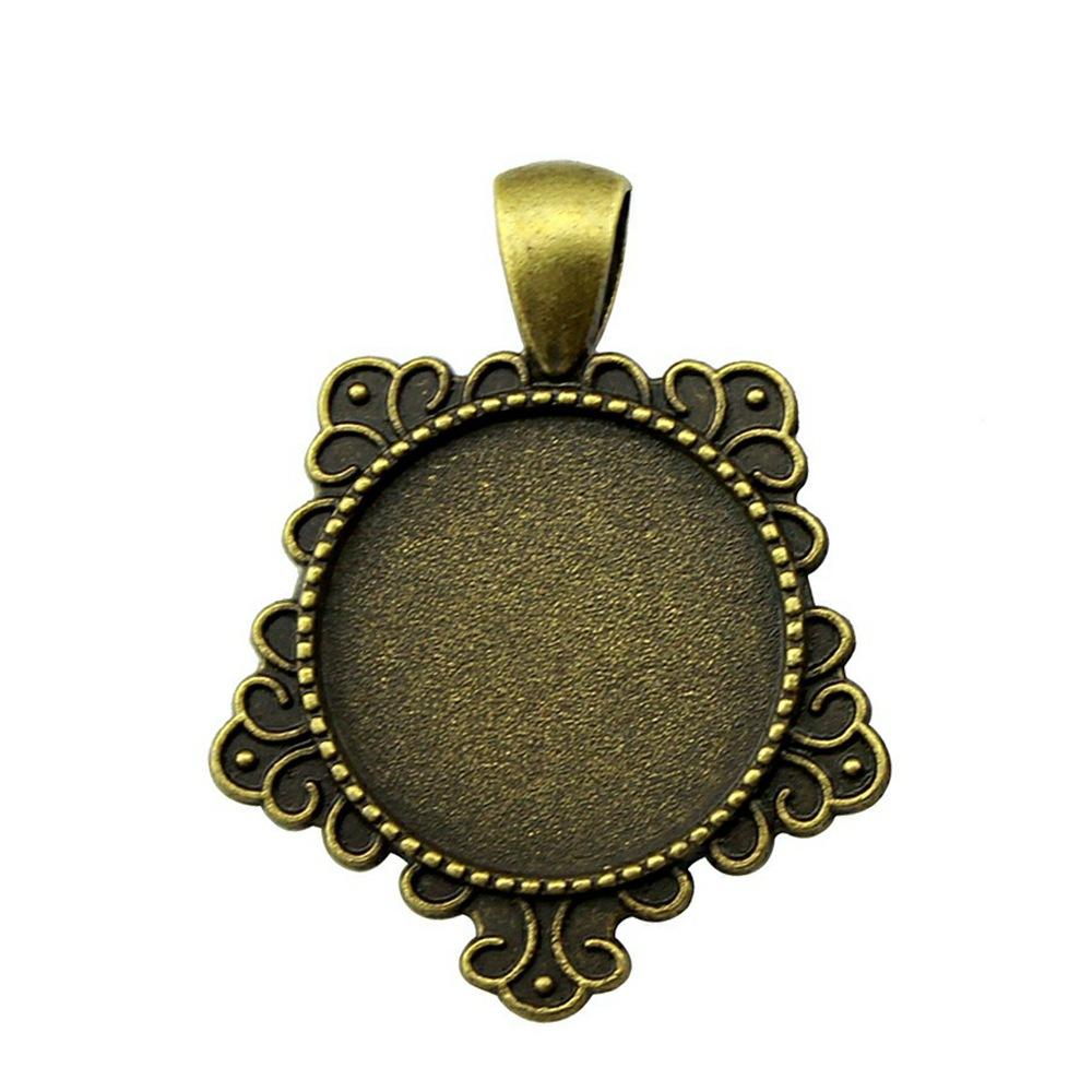 10 Stück 20mm Innenmaß Antik-Bronze Farbe 34 Stil Cabochon Fassung Anhänger Passend für 20mm Glas Cabochon