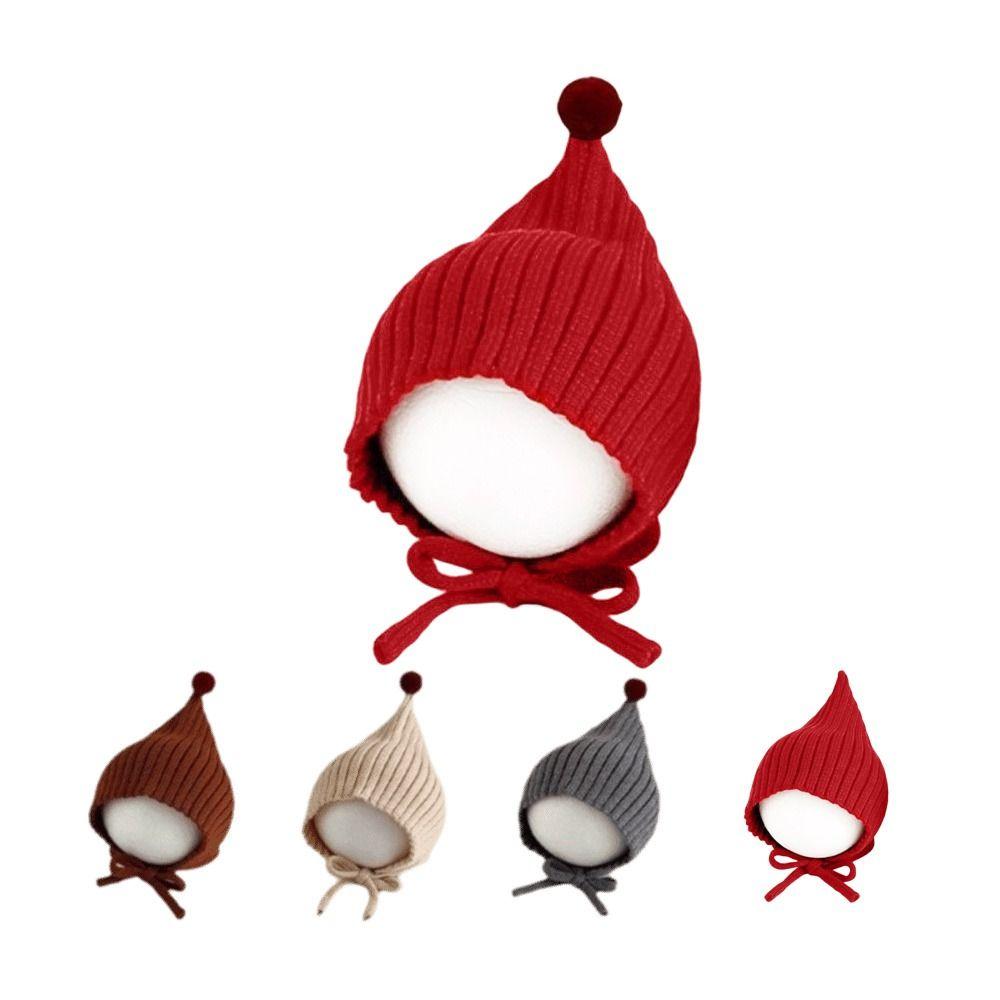 Warm Infant Beanie Cap Solid Color Winter Baby Hat Cute Baby Knitted Hat