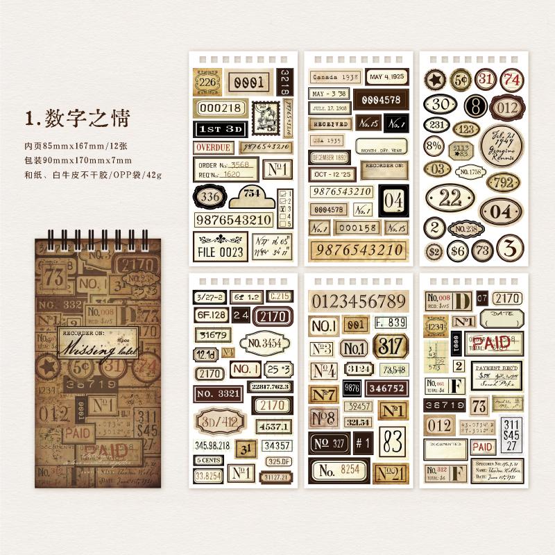 

260pcs/book Vintage Label Stickers DIY Scrapbooking Decor Junk Journal Collage Stationery School Supplies Memo Stickers