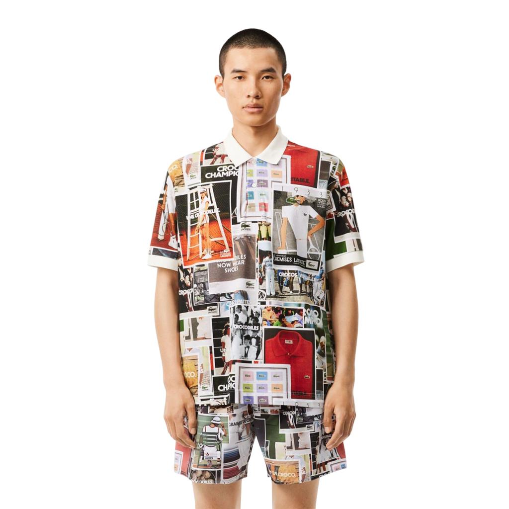 Lacoste Męska koszulka polo L.12.12 z nadrukiem o luźnym kroju