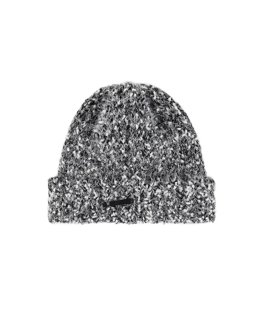Bajal Va Brooch Heathered Knit Beanie Black