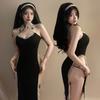 Erotic Lingerie Pure Lust Sexy Cosplay Free Nun High Slit Lace Dress Set