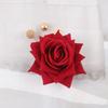 Elegant Retro Red Hair Clip with Rose Gold Leaves for Brides & Hanfu Weddings