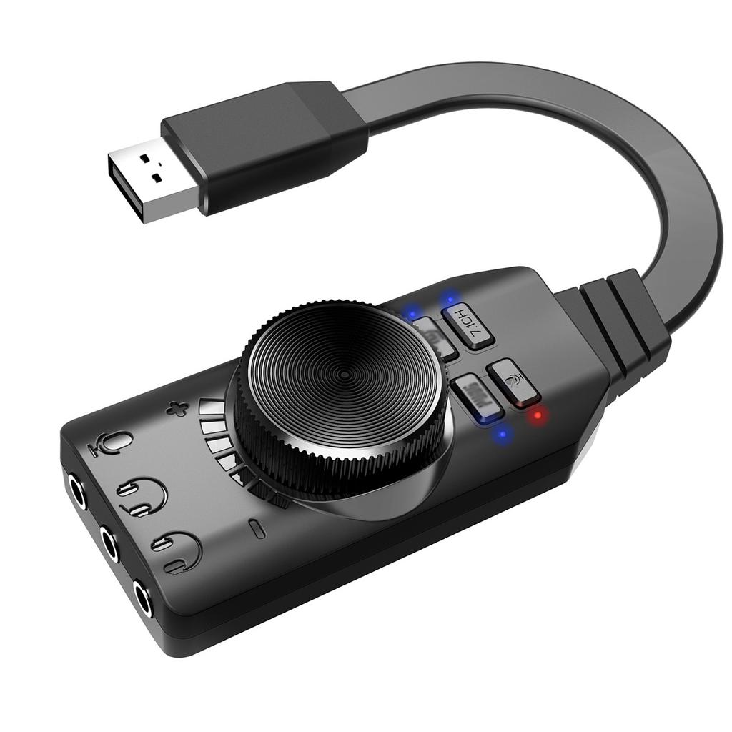GS3 USB 2.0 External Sound Card Virtual 7.1 Channel Sound Card Adapter Plug and Play with Hdphone Microphone  s Volume Control   Mic Games Sound